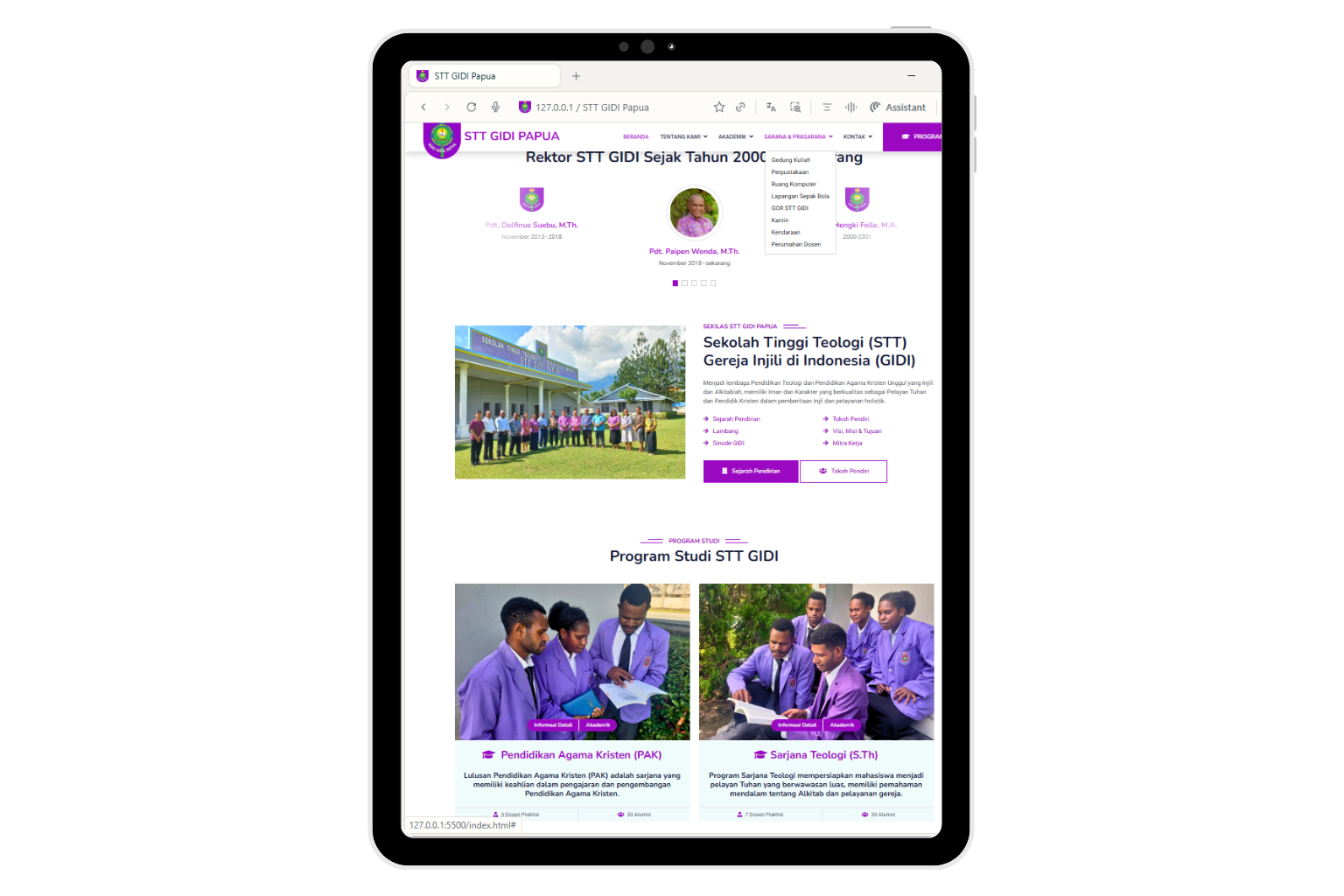 Mockup Website STT GIDI Papua